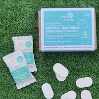 Dissolvable hand wash tablets, Just add water foamy hand wash, Five trees hand wash , Refill hand wash tablets, Hand soap tablets, eco friendly hand soap , Eco must haves, how to reduce plastic waste, how to reduce landfill, products that save money and the planet